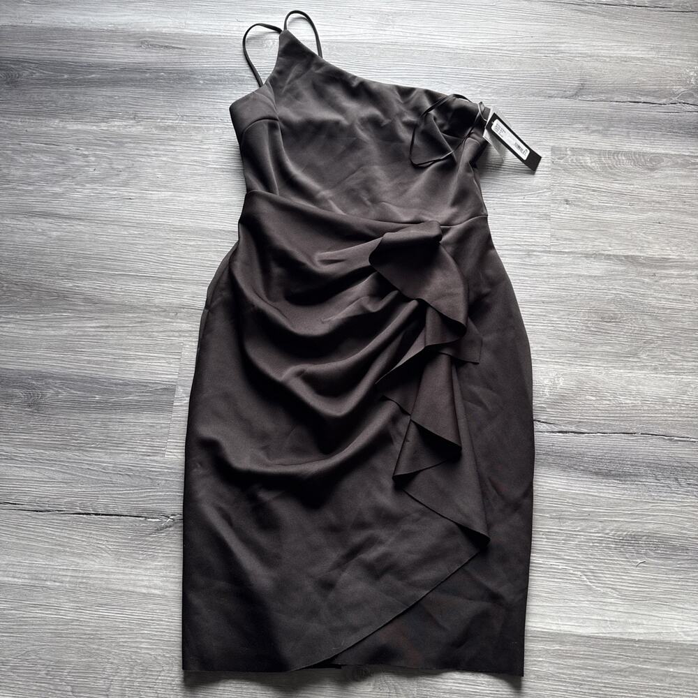 Xscape One Shoulder Black Dress, Size 14